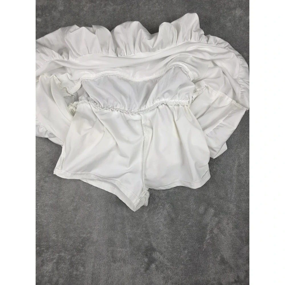 Verdusa White Cotton Bubble Skort / Skirt Size Medium (075)